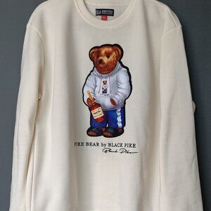 Black Pike Sweatshirt Mens Size XL Hip Hop Pimpin Teddy Bear White Pullover